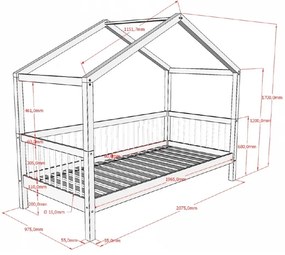 Pat Căsuță Forrest Beech pentru Camera Copii, 90x200 cm, din Lemn Masiv de Fag, Alb – Vipack