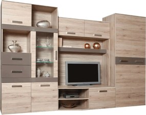 Mobilier living ASSOR, stejar san marino, PAL melaminat/sticla, cu ilu