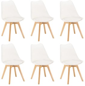 Scaun de sufragerie Silla 6 buc în alb