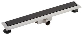 Granada scurgere de duș cu capac din sticlă neagră, 80 cm
