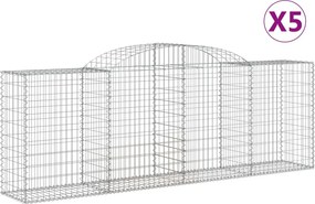 vidaXL Coșuri gabion arcuite 5 buc, 300x50x100/120 cm, fier galvanizat