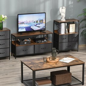 Comoda multifunctionala cu 3 Sertare Pliabile din material textil, Mobilier Sufragerie si Camera, 58x29x81.5cm, Gri Închis HOMCOM | Aosom Romania