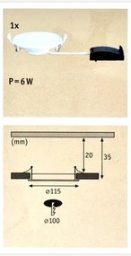 Paulmann 92061 - LED/6W IP44 Lampă încastrată baie QUALITY LINE 230V
