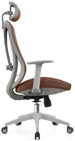 RESIGILAT- Scaun ergonomic, cu înclinare sincronizată, suport lombar si tetiera reglabile, rotativ, tapițerie din mesh si textil, căptușeală din spumă, cadru PP, Portocaliu/Gri