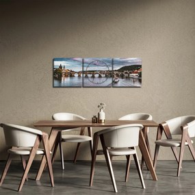 Tablou cu Vltava (cu ceas) (90x30 cm)