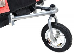 Remorcă pentru biciclete cu 2 locuri cu amortizor + JOGGER roșu