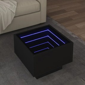 847498 vidaXL Masă laterală cu LED, negru, 40x40x30 cm, lemn prelucrat