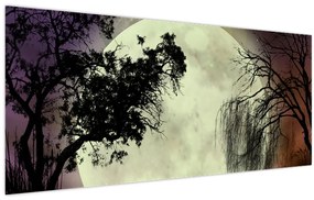 Tablou - Lună plină deasupra apei (120x50 cm)