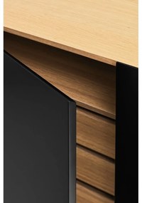 Comodă neagră joasă cu aspect de lemn de stejar 165x78 cm Arista – Teulat