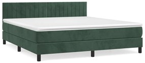 3141440 vidaXL Pat box spring cu saltea, verde închis, 180x200 cm, catifea
