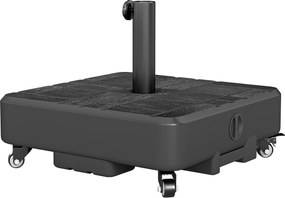 Outsunny Bază pătrată pentru umbrelă, suport umbrelă exterior cu roți Umplibil 35 kg Nisip sau 28 L Apă, 48 x 48 x 38,5 cm, Negru | Aosom Romania