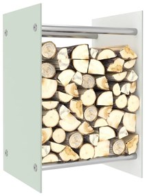 Rastel lemne de foc, alb, 40 x 35 x 60 cm, sticla Alb, 40 x 35  x 60 cm (w x d x h)
