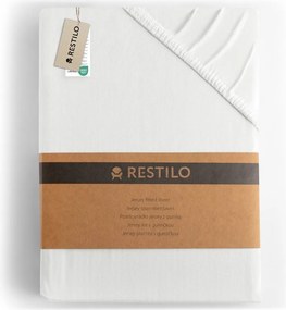 Cearceaf alb din jerseu cu elastic 200x200 cm Amber – Restilo