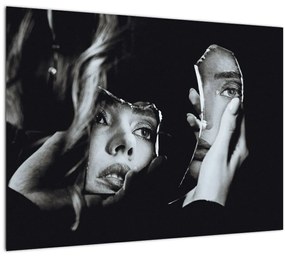 Tablou pe sticlă - Privind în oglindă (70x50 cm)