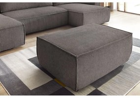 Taburet taupe cu tapițerie din catifea reiată Nihad – Bobochic Paris