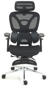 METACHAIR DORO Scaun ergonomic, cotiere 6D, suport lombar dinamic, spătar reglabil înălțime, tetieră 2D, suport picioare, mecanism multifunctional inclinare/blocare, pivotant, Mesh, Negru