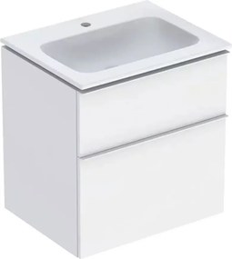Set dulap baza suspendat Geberit iCon alb mat 2 sertare maner alb si lavoar 60 cm