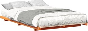 vidaXL Cadru de pat de podea Maro ceruit 135 x 190 cm