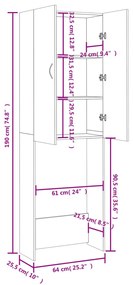 Dulap masina de spalat, alb, 64x25,5x190 cm Alb