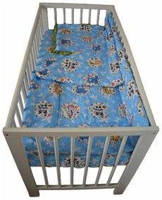 Lenjerie Patut Bebe NOVOKIDS™ din BUMBAC 100% , 3 Piese, Dimensiune Universala, PILOTA INCLUSA, Animalute, Albastru