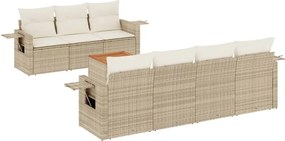 vidaXL Set canapele de grădină, 8 piese, cu perne, bej, poliratan