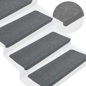 vidaXL Covorașe scări autoadezive, 15 buc., gri, 65x24,5x3,5 cm