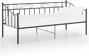 324773 vidaXL Cadru de pat canapea, negru, 90x200 cm, metal