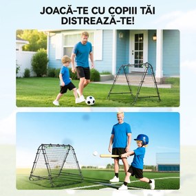 HOMCOM Plasa de fotbal pliabila din PE si  oțel, cu unghi reglabil si cuie, 100x95x90 cm, albastru | Aosom Romania