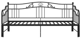 Cadru pat canapea extensibila, negru, 90x200 cm, metal Negru