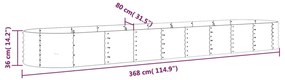 Jardiniera gradina maro 368x80x36 cm otel vopsit electrostatic 1, Maro, 368 x 80 x 36 cm