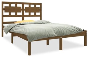 3105638 vidaXL Cadru de pat mic dublu, maro miere, 120x190 cm, lemn masiv