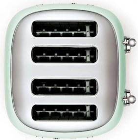 Prăjitor de pâine SMEG 50's Style TSF03PGEU, 2000 W, 4 felii, 6 niveluri, Tava pentru firimituri, Cablu integrat, Oțel inoxidabil, Verde