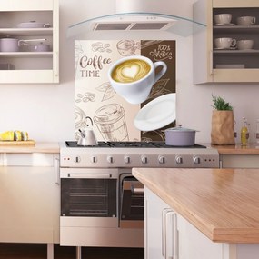 Panou Sticla Bucatarie, 60x60cm, Protectie aragaz, Antistropi, Termorezistent, Alimente, Cafea, Coffee Time