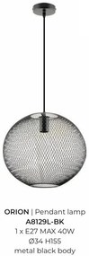 Lustra suspendata metalica design decorativ ORION negru 34cm