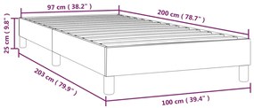 Cadru de pat box spring, gri deschis, 100x200 cm, catifea Gri deschis, 25 cm, 100 x 200 cm