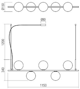 Redo 01-1635 - Lustră pe cablu TALIS 5xE14/28W/230V