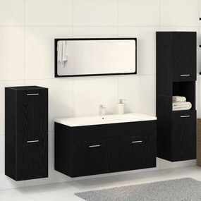 vidaXL Set Mobilier pentru Baie 4 Piese Stejar Negru