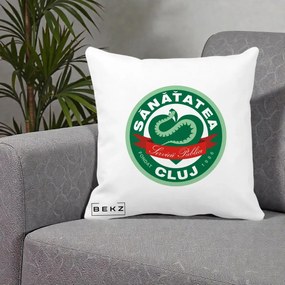 Perna Personalizata Sanatatea Cluj Servicii Publice 1986, 40x40 cm, Alba Mata, Husa Detasabila, Perna Inclusa, BEKZ®