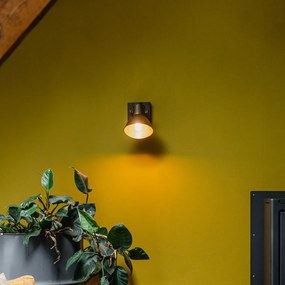 Spotlight industrial de plafon din bronz cu lemn 18 cm - Mangoes