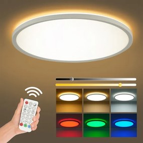 Brilagi - Corp de iluminat LED RGB Ultra Slim, cu dimmer, 18W, 230V, Ø 30 cm, alb + telecomandă