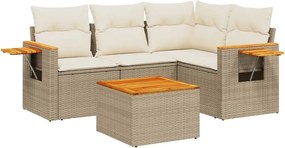 vidaXL Set canapele de grădină cu perne, 5 piese, bej, poliratan