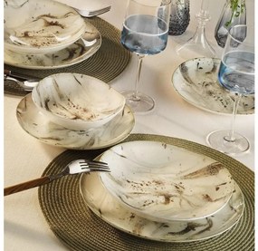 Set veselă 24 piese, porțelan, maro