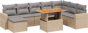 vidaXL Set canapele de grădină, 9 piese, cu perne, bej, poliratan