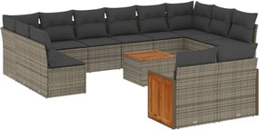 vidaXL Set mobilier de grădină cu perne, 13 piese, gri, poliratan