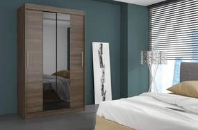 Dulap cu uși glisante DALLAS – cu oglindă – 180x58x215 cm – Ciocolatiu