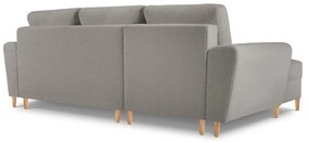 Colțar gri deschis extensibil, cu spațiu de depozitare cu tapițerie din țesătură bouclé (cu colț pe partea stângă, cu șezlong) Kyoto – Cosmopolitan Design