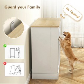 HOMCOM Bufet de bucătărie, mobilier de depozitare cu 3 uși, sertar, rafturi pe ușă și raft reglabil, 105x40x83cm, alb | Aosom Romania