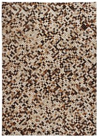 Covor piele naturala, mozaic, 80x150 cm, patrat, maro alb 80 x 150 cm