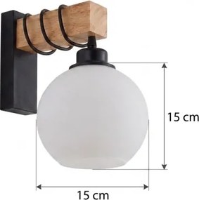 Brilagi - Aplica de perete WOOD GLASS 1xE27/60W/230V pin/negru/alb