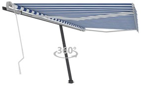 vidaXL Copertină autonomă retractabilă manual albastru/alb 400x300 cm